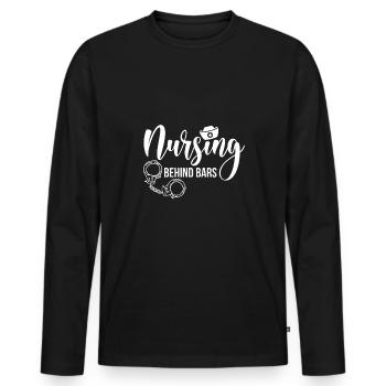 Infirmière derrière les barreaux Chemise Infirmière correctionnelle - T-shirt manches longues Premium bio Homme - noir - Devant - Nico (187cm)