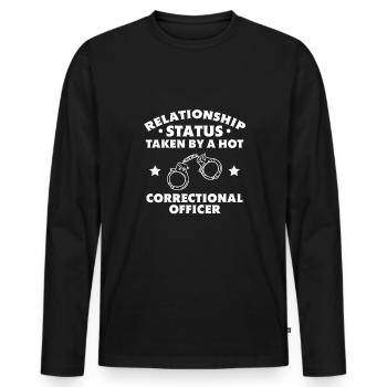 Statut de la relation pris par un agent correctionnel chaud - T-shirt manches longues Premium bio Homme - noir - Devant - Nico (187cm)