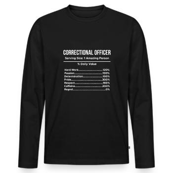 Un agent correctionnel fait un cadeau au directeur de prison - T-shirt manches longues Premium bio Homme - noir - Devant - Nico (187cm)