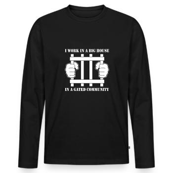 Je travaille dans une grande maison dans une communauté fermée - T-shirt manches longues Premium bio Homme - noir - Devant - Nico (187cm)