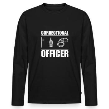 Cadeau de chemise d’agent correctionnel - T-shirt manches longues Premium bio Homme - noir - Devant - Nico (187cm)