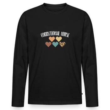 Infirmière correctionnelle Krankenschwester Chemise - T-shirt manches longues Premium bio Homme - noir - Devant - Nico (187cm)