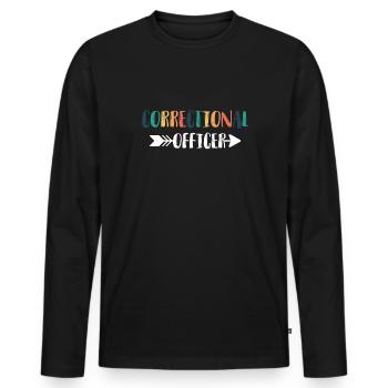 Agent correctionnel Cadeau Gardien de prison - T-shirt manches longues Premium bio Homme - noir - Devant - Nico (187cm)
