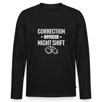 Cadeau de chemise de nuit de l’agent correctionnel - T-shirt manches longues Premium bio Homme - noir - Devant - Nico (187cm)