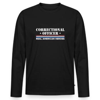 Agent correctionnel De vrais héros américains - T-shirt manches longues Premium bio Homme - noir - Devant - Nico (187cm)