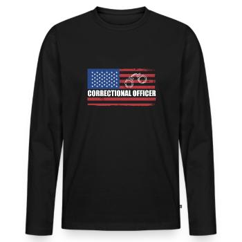 Usa Flag America Flag Agent correctionnel - T-shirt manches longues Premium bio Homme - noir - Devant - Nico (187cm)
