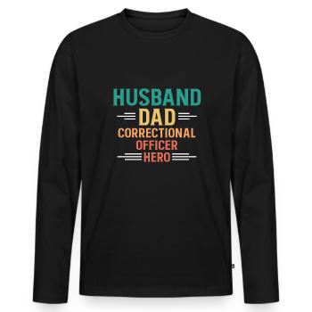 Mari Papa Agent correctionnel Héros - T-shirt manches longues Premium bio Homme - noir - Devant - Nico (187cm)