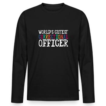 Cadeau de chemise d’agent correctionnel le plus mignon du monde - T-shirt manches longues Premium bio Homme - noir - Devant - Nico (187cm)