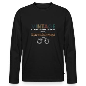 Définition de l’agent correctionnel Gardien de prison - T-shirt manches longues Premium bio Homme - noir - Devant - Nico (187cm)