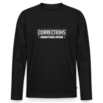 Chemise d’agent correctionnel - T-shirt manches longues Premium bio Homme - noir - Devant - Nico (187cm)