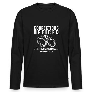 Cadeau de chemise d’agent correctionnel - T-shirt manches longues Premium bio Homme - noir - Devant - Nico (187cm)