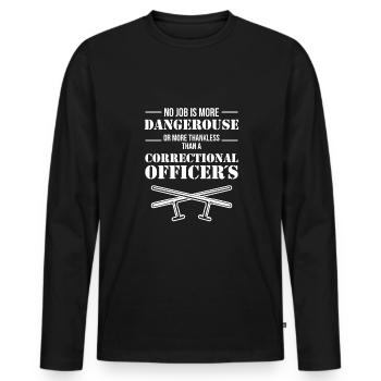 Un agent correctionnel dit un cadeau de chemise - T-shirt manches longues Premium bio Homme - noir - Devant - Nico (187cm)