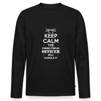 Keep Calm The Correctional Officer Will Handle It - Men's Premium Organic Long Sleeve Shirt - black - Front - Nico (187cm)