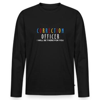 Agent correctionnel Je serai là pour vous - T-shirt manches longues Premium bio Homme - noir - Devant - Nico (187cm)