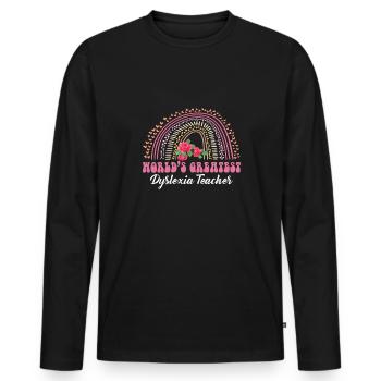 La plus grande chemise de professeur de dyslexie au monde - T-shirt manches longues Premium bio Homme - noir - Devant - Nico (187cm)