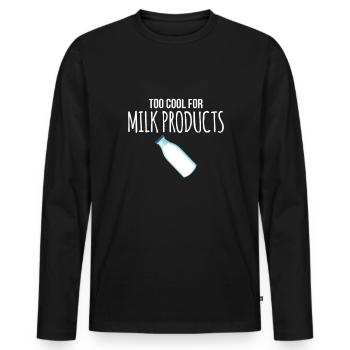 Too Cool For Milk Products Shirt Gift - Men's Premium Organic Long Sleeve Shirt - black - Front - Nico (187cm)
