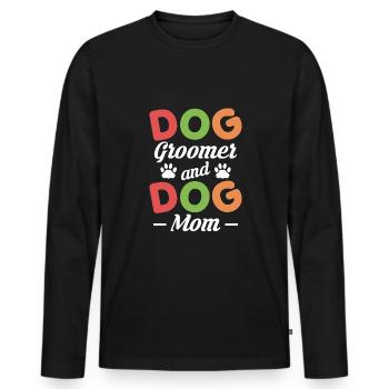 Dog Groomer et Dog Mom Shirt Cadeau - T-shirt manches longues Premium bio Homme - noir - Devant - Nico (187cm)