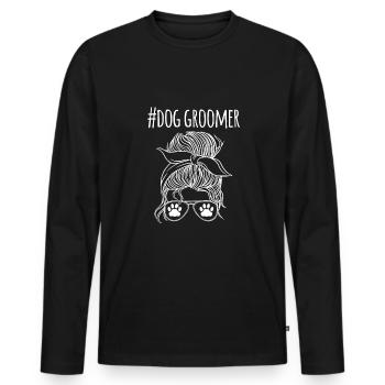 Chemise de toiletteur pour chien cadeau coiffeur pour chien - T-shirt manches longues Premium bio Homme - noir - Devant - Nico (187cm)