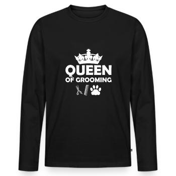 Queen Of Grooming Chien Coiffeur Chemise Cadeau - T-shirt manches longues Premium bio Homme - noir - Devant - Nico (187cm)