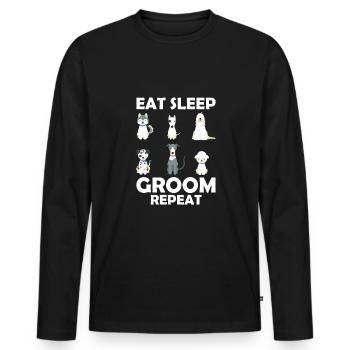 Manger Sommeil Groom Repeat Shirt Chien Coiffeur - T-shirt manches longues Premium bio Homme - noir - Devant - Nico (187cm)