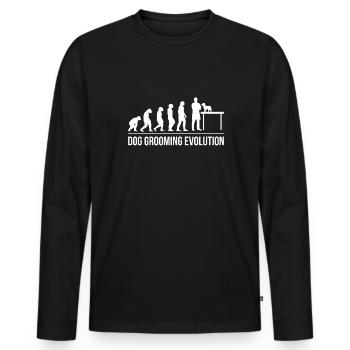 Evolution Dog Groomer Chemise Chien Coiffeur Cadeau - T-shirt manches longues Premium bio Homme - noir - Devant - Nico (187cm)