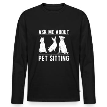 Posez-moi des questions sur le cadeau de chemise de garde d’animaux - T-shirt manches longues Premium bio Homme - noir - Devant - Nico (187cm)