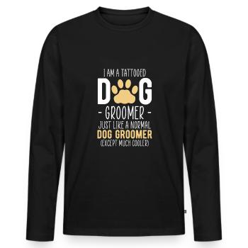 Chemise de toiletteur pour chien cadeau coiffeur pour chien - T-shirt manches longues Premium bio Homme - noir - Devant - Nico (187cm)