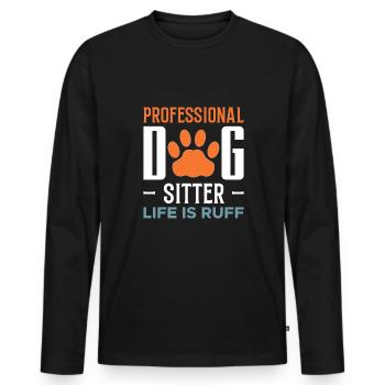 La vie de gardien de chien professionnel est une chemise à volants - T-shirt manches longues Premium bio Homme - noir - Devant - Nico (187cm)