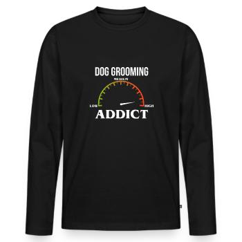 Dog Groomer Addict Shirt Cadeau Coiffeur pour chien - T-shirt manches longues Premium bio Homme - noir - Devant - Nico (187cm)