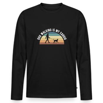 La promenade du chien est mon cadeau de gardien de chien cardio - T-shirt manches longues Premium bio Homme - noir - Devant - Nico (187cm)