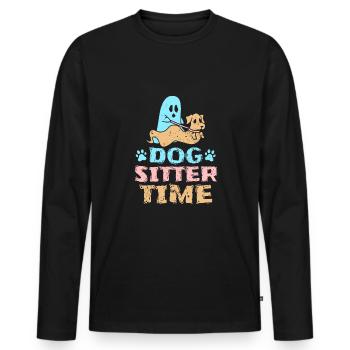 Dog Sitter Time Shirt Geschenk - Männer Premium Bio Langarmshirt - Schwarz - Vorne - Nico (187cm)