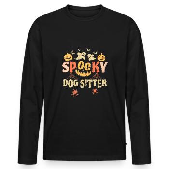Spooky Dog Sitter Shirt Geschenk Halloween - Männer Premium Bio Langarmshirt - Schwarz - Vorne - Nico (187cm)