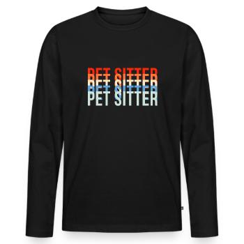 Chemise vintage Retro Pet Sitter Animaux de Compagnie - T-shirt manches longues Premium bio Homme - noir - Devant - Nico (187cm)