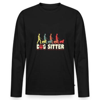 Vintage Retro Dog Sitter Dog Shirt Gift - Men's Premium Organic Long Sleeve Shirt - black - Front - Nico (187cm)