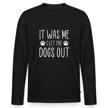 C’est moi que j’ai laissé les chiens sortir chemise de dog sitter - T-shirt manches longues Premium bio Homme - noir - Devant - Nico (187cm)