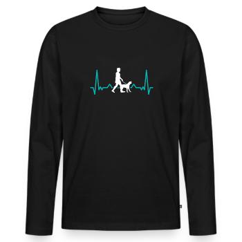 Herzschlag Herzlinie Herzfrequenz Dog Sitter - Männer Premium Bio Langarmshirt - Schwarz - Vorne - Nico (187cm)
