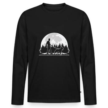 Mond Hunde Sitter Shirt Geschenk - Männer Premium Bio Langarmshirt - Schwarz - Vorne - Nico (187cm)