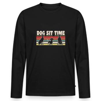 Vintage Retro Dog Sit Time Shirt Geschenk - Männer Premium Bio Langarmshirt - Schwarz - Vorne - Nico (187cm)