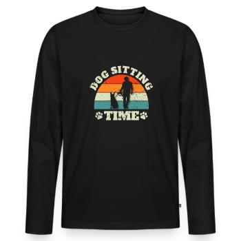 Dog Sitting Time Shirt Geschenk Hunde Sitter - Männer Premium Bio Langarmshirt - Schwarz - Vorne - Nico (187cm)