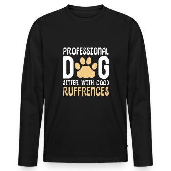Dog sitter professionnel avec de bonnes ruffrences - T-shirt manches longues Premium bio Homme - noir - Devant - Nico (187cm)