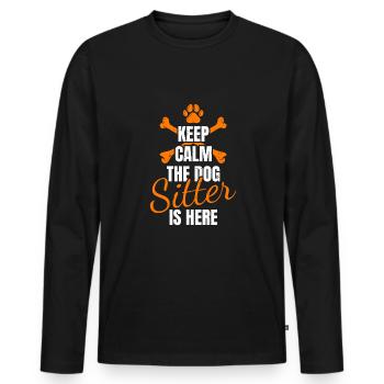 Gardez votre calme Le chien gardien est ici Cadeau de chemise - T-shirt manches longues Premium bio Homme - noir - Devant - Nico (187cm)