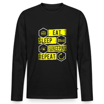 Eat Sleep Beekeeping Repeat Shirt Beekeeper - Men's Premium Organic Long Sleeve Shirt - black - Front - Nico (187cm)
