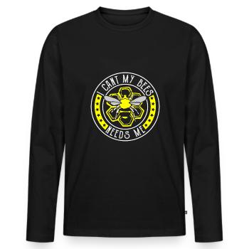 I Cant My Bees Needs Me Shirt Beekeeper Gift - Men's Premium Organic Long Sleeve Shirt - black - Front - Nico (187cm)