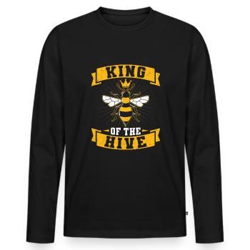 King Of The Hive Beekeeper Partner Look Shirt - Men's Premium Organic Long Sleeve Shirt - black - Front - Nico (187cm)