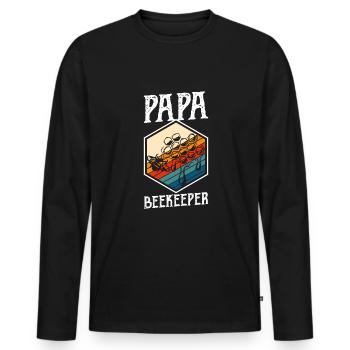 Papa Beekeeper Shirt Geschenk Vater Vatertag - Männer Premium Bio Langarmshirt - Schwarz - Vorne - Nico (187cm)