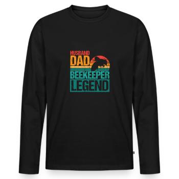 Husband Dad Beekeeper Legend Shirt Imker - Men's Premium Organic Long Sleeve Shirt - black - Front - Nico (187cm)