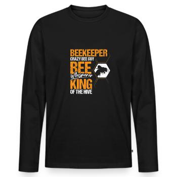 Beekeeper Crazy Bee Guy Chemise Cadeau - T-shirt manches longues Premium bio Homme - noir - Devant - Nico (187cm)
