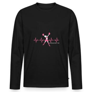 Herzschlag Herzlinie Herzfrequenz Cheerleading - Männer Premium Bio Langarmshirt - Schwarz - Vorne - Nico (187cm)