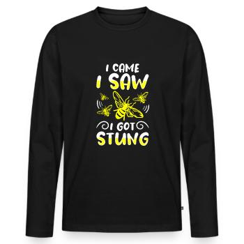 Je suis venu j’ai vu que je me faisais piquer chemise apiculteur - T-shirt manches longues Premium bio Homme - noir - Devant - Nico (187cm)