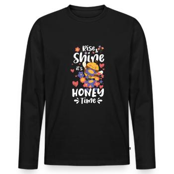 Rise Shine Its Honey Time Shirt Beekeeper - Men's Premium Organic Long Sleeve Shirt - black - Front - Nico (187cm)